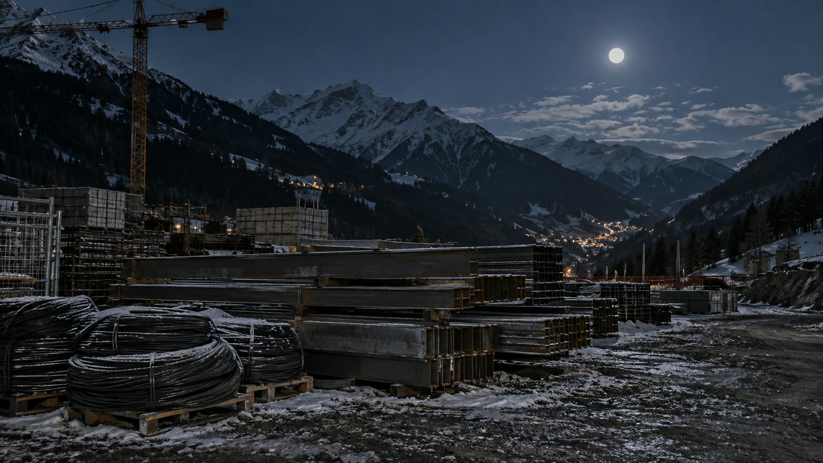 Agent de sécurité effectuant une ronde nocturne sur un chantier en Isère