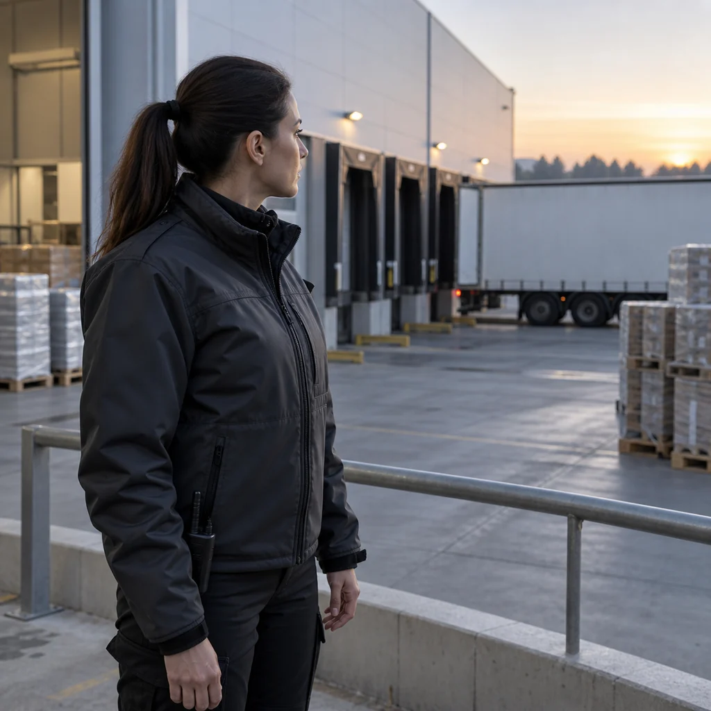 Illustration : surveillance d'un quai logistique à l'aube