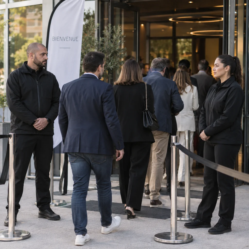 Illustration : accueil du public à l'entrée d'un événement