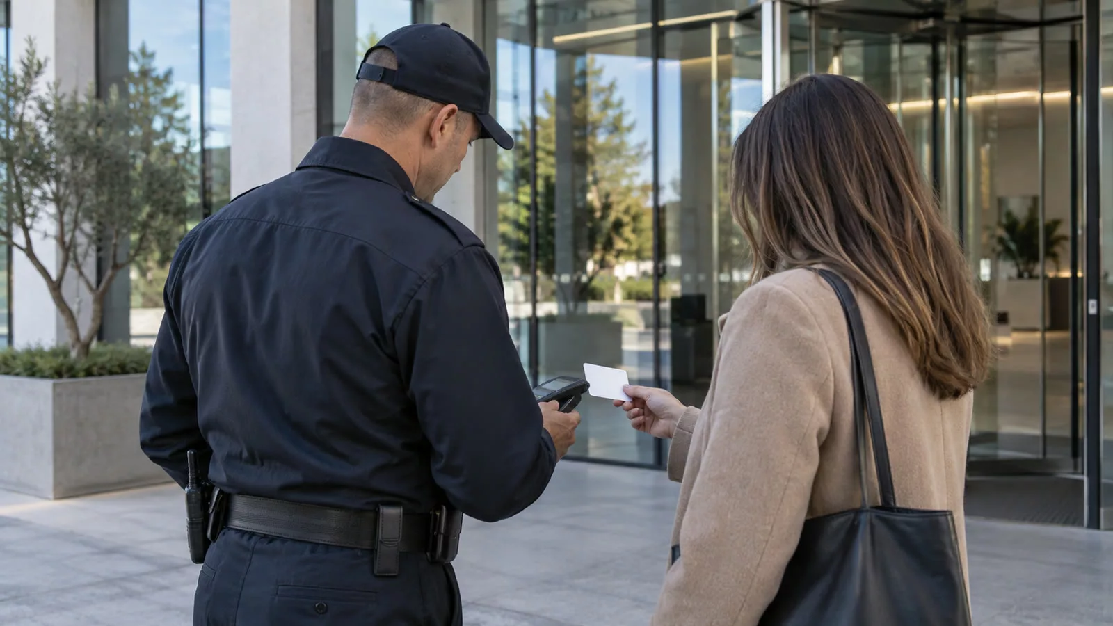 Agent de sécurité privée contrôlant l'accès d'un site en Isère et Savoie